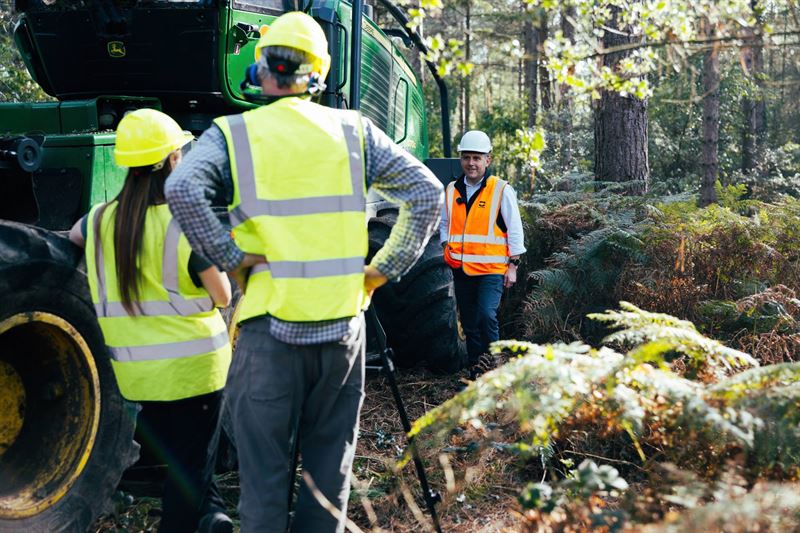 film crew working by machinery